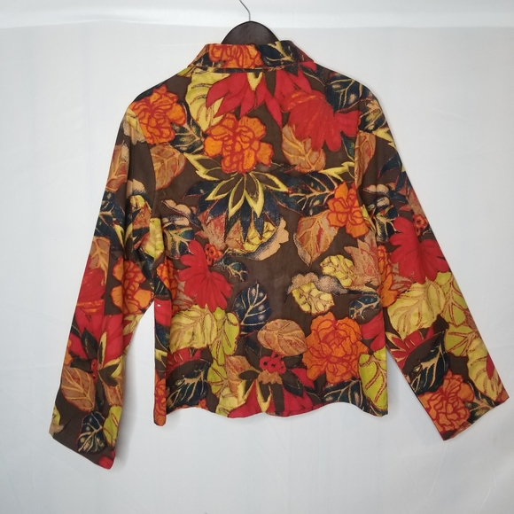 Gandy Couture Colorful Fall Print Jacket Sz XL W/Beading/Sequin - Picture 8 of 13